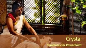  Presentation with ayurveda - Presentation consisting of heal india - young woman having oil ayurveda background and a tawny brown colored foreground