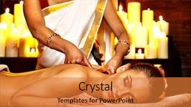  Presentation with ayurveda - Cool new slide set with heal india - young woman having oil ayurveda backdrop and a gold colored foreground