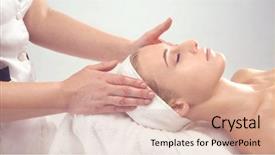  Presentation with young sing woman singing young - Slide set enhanced with healer - young attractive woman getting spa background and a coral colored foreground