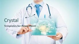  Presentation with healing hands - Audience pleasing theme consisting of brain healing - close-up of doctor's body backdrop and a sky blue colored foreground