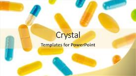  Presentation with pharmaceutical light - PPT theme consisting of healing area - many tablets lying background and a  colored foreground