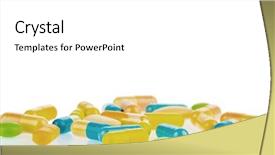  Presentation with pharmaceutical light - Colorful PPT theme enhanced with healing area - many tablets lying backdrop and a  colored foreground