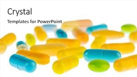  Presentation with pharmaceutical light - Cool new PPT theme with healing area - many tablets lying backdrop and a  colored foreground