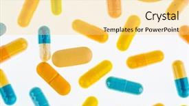  Presentation with tablets - Theme having healing area - tablets on bright background background and a  colored foreground