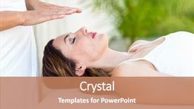  Presentation with reiki - Colorful slide deck enhanced with healing hands - calm woman receiving reiki treatment backdrop and a coral colored foreground