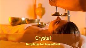  Presentation with singing bowl - Presentation theme featuring healing hands - woman in wellness and spa background and a crimson colored foreground