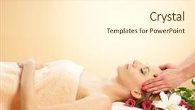  Presentation with spa - PPT theme having healing hands - young and beautiful woman getting background and a cream colored foreground