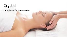  Presentation with spa - PPT theme enhanced with healing hands - young attractive girl in spa background and a  colored foreground