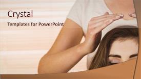  Presentation with reiki - PPT layouts with healing hands - young woman having a reiki background and a lemonade colored foreground