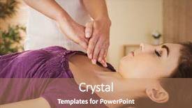  Presentation with reiki - PPT theme consisting of healing hands - young woman having a reiki background and a coral colored foreground