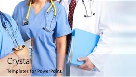  Presentation with healthcare - Audience pleasing slide deck consisting of healing healthcare - doctors group backdrop and a light blue colored foreground