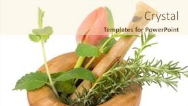  Presentation with olive tree - Slides having healing herbs and tulip on white background hand carved olive tree mortar and pestle background and a cream colored foreground