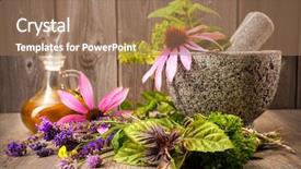  Presentation with alternative medicine - Presentation theme featuring healing herbs with mortar background and a coral colored foreground