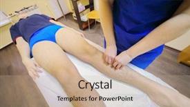  Presentation with healing hands - Audience pleasing slides consisting of healing methord - osteopath hands do massage backdrop and a mint green colored foreground