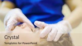  Presentation with healing hands - PPT layouts with healing methord - osteopath hands in gloves do background and a lemonade colored foreground