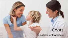  Presentation with healing touch - Beautiful presentation theme featuring healing touch - child and his mother smiling backdrop and a  colored foreground