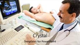  Presentation with healing touch - Theme with healing touch - doctor performing an ultrasound heart background and a lemonade colored foreground