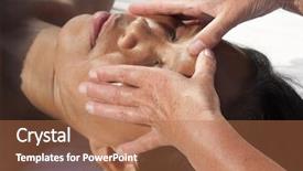  Presentation with facial - PPT theme with healing touch - japanese facial massage background and a coral colored foreground