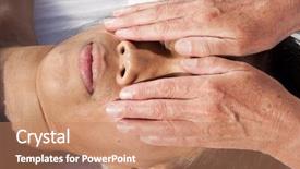  Presentation with facial - Audience pleasing PPT theme consisting of healing touch - japanese facial massage backdrop and a coral colored foreground