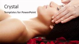  Presentation with healing touch - Cool new PPT theme with healing touch - young beautiful woman receiving backdrop and a sky blue colored foreground