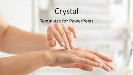  Presentation with healing touch - PPT layouts featuring healing touch - young woman applying cream background and a white colored foreground