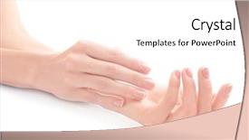  Presentation with effect - PPT layouts with healing touch - young woman touching her hand background and a white colored foreground