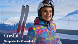  Presentation with snow mountain - PPT theme with healmet with mask in snow background and a  colored foreground