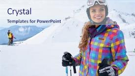  Presentation with wind energy close up portrait - Cool new PPT theme with healmet with mask in snow backdrop and a sky blue colored foreground