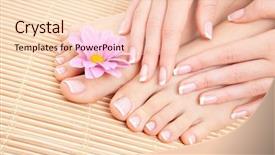  Presentation with nail - PPT theme with healt nail - care for beautiful woman legs background and a lemonade colored foreground