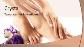  Presentation with nail spa - Presentation theme having healt nail - female feet at spa pedicure background and a coral colored foreground