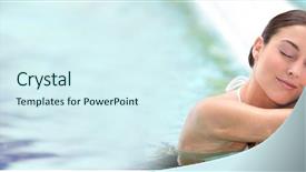  Presentation with seawater - Presentation design enhanced with healt template - beautiful young woman relaxing background and a cool aqua colored foreground