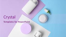  Presentation with cosmetics - Colorful presentation design enhanced with healt template - cosmetics spa mock-up on color backdrop and a sky blue colored foreground