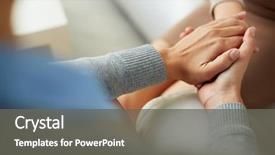  Presentation with palm - Slide set featuring health - close-up of psychiatrist hands together background and a gray colored foreground