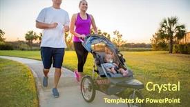  Presentation with park - PPT theme enhanced with health - couple exercising and jogging together background and a tawny brown colored foreground