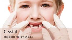  Presentation with dental child - Beautiful slide set featuring gingival health - dental medicine and healthcare backdrop and a lemonade colored foreground