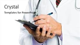  Presentation with plane - Cool new presentation design with care health - doctor's hands with a plane-table backdrop and a white colored foreground