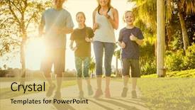  Presentation with family health - Slides enhanced with health - family exercising and jogging together background and a yellow colored foreground
