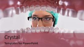  Presentation with open bible over grunge sandstone - Presentation enhanced with oral health - female dentist over open patient's background and a violet colored foreground