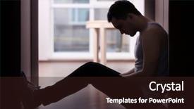  Presentation with depressed - Colorful PPT theme enhanced with health - handsome depressed man sitting backdrop and a wine colored foreground