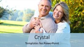  Presentation with elderly health - Slide deck enhanced with health - happy elderly seniors couple background and a light blue colored foreground