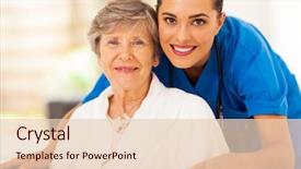  Presentation with caregiver - Audience pleasing slides consisting of health - happy senior woman on wheelchair backdrop and a lemonade colored foreground