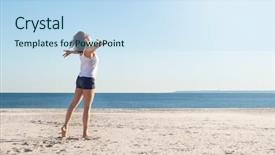  Presentation with relaxing - Presentation design with health - happy young woman with arms background and a sky blue colored foreground