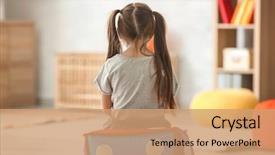  Presentation with autism - Audience pleasing presentation design consisting of health - lonely little girl at home backdrop and a coral colored foreground