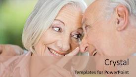  Presentation with nursing - PPT theme with mens health - loving senior woman touching man's background and a coral colored foreground