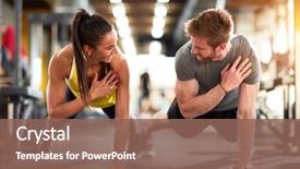  Presentation with fitness - Audience pleasing theme consisting of health - man and woman strengthen hands backdrop and a violet colored foreground