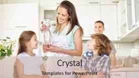  Presentation with kitchen - Slide set having health - mother and children with carafe background and a coral colored foreground