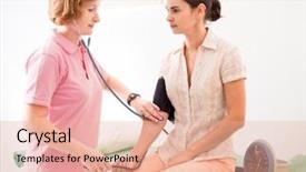  Presentation with blood pressure - Beautiful slides featuring preventative health - nurse measuring the patient's blood-pressure backdrop and a coral colored foreground