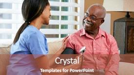  Presentation with male nurse - PPT layouts featuring health - nurse visiting senior male patient background and a red colored foreground