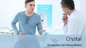  Presentation with hospital - Theme enhanced with health - patient talking with doctor background and a light blue colored foreground