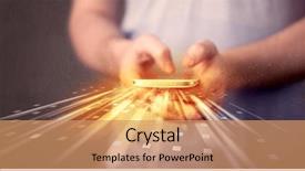  Presentation with technology health - Slides consisting of health - person holding smarthphone with technology background and a coral colored foreground